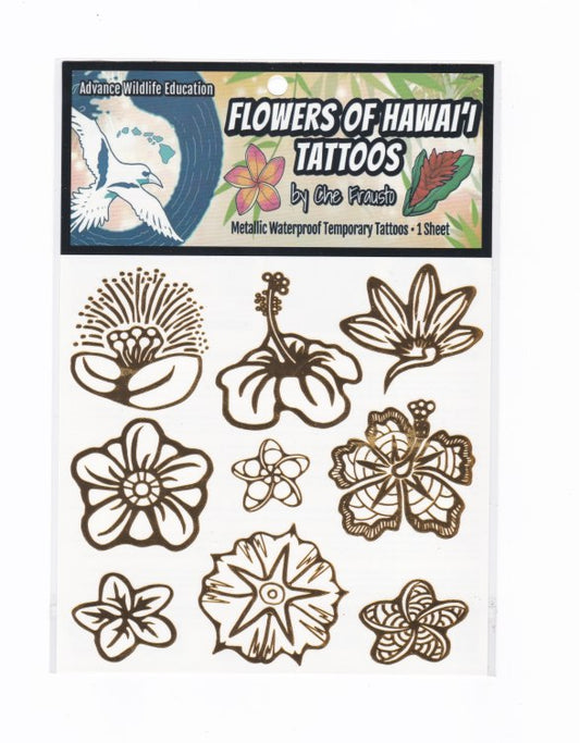 Flowers of Hawai'i Temporary Tattoos - (Gold Metallic)