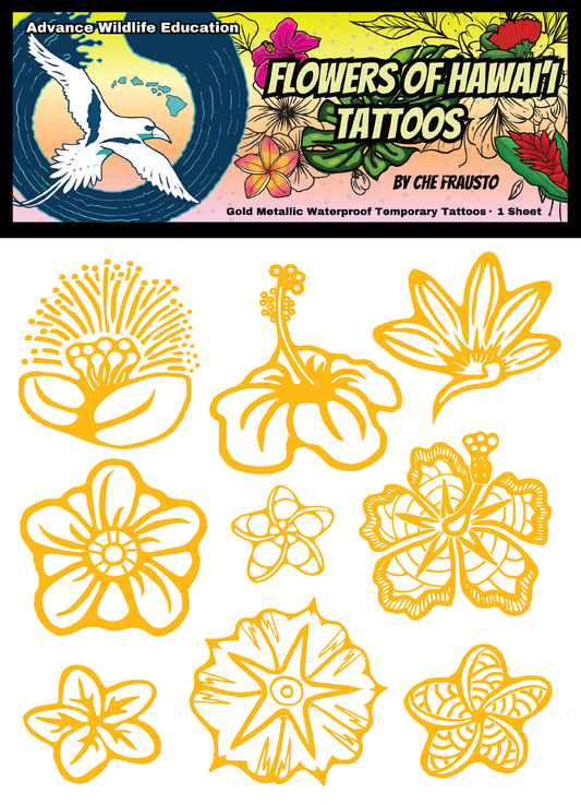 Flowers of Hawai'i Temporary Tattoos - (Gold Metallic)