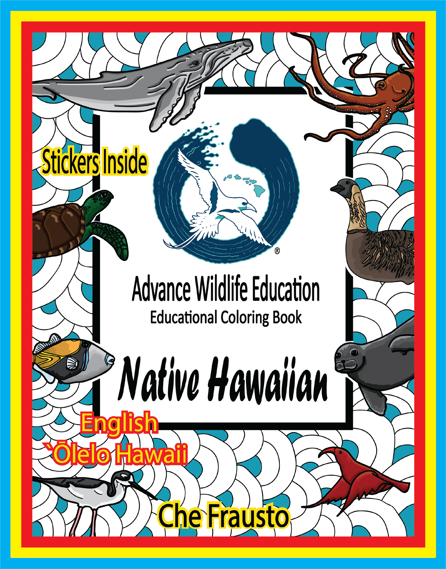 Libro educativo para colorear sobre la vida salvaje hawaiana (olelo/inglés)