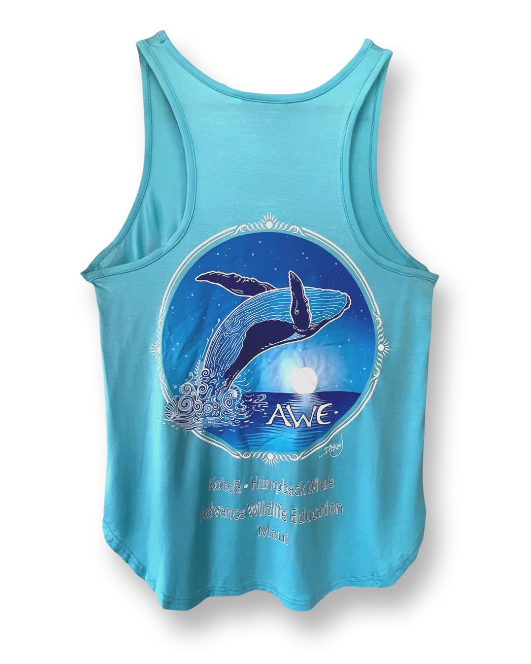 Bamboo Women's Racerback Tank - Humpback Whale (Light Blue)
