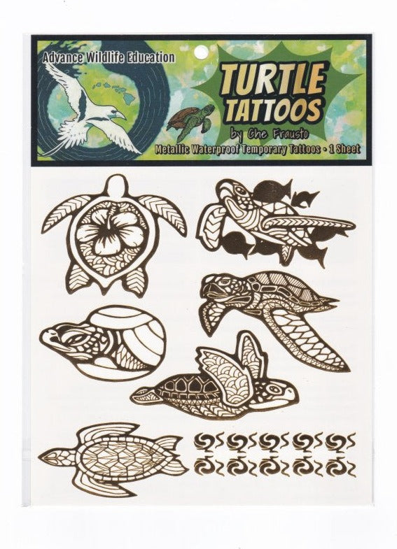 Turtle Temporary Tattoos (Gold Metallic)