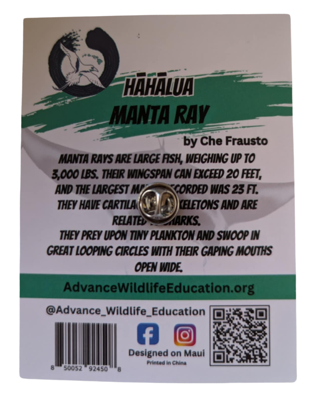 Manta Ray Enamel Pin