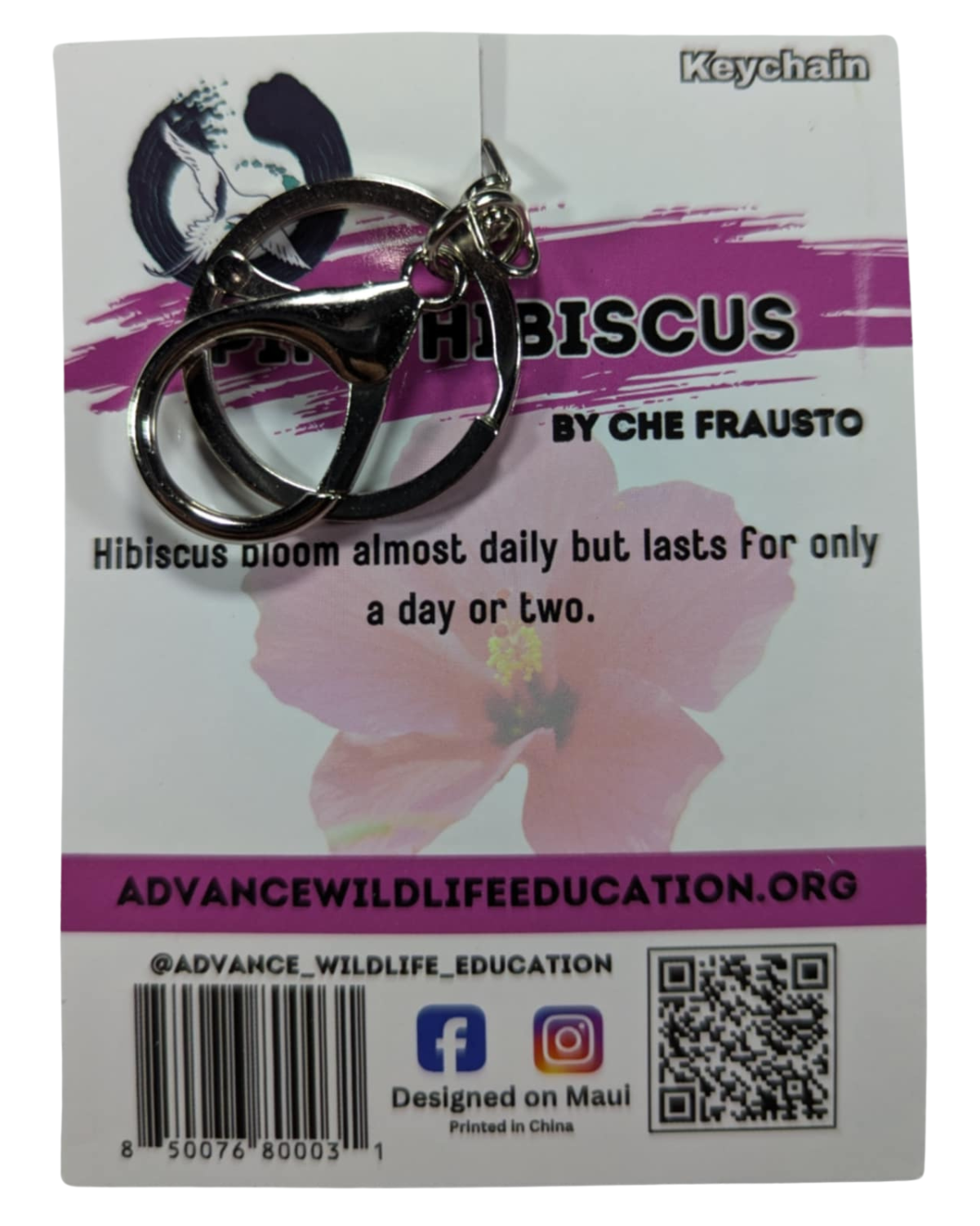 Pink Hibiscus Keychain