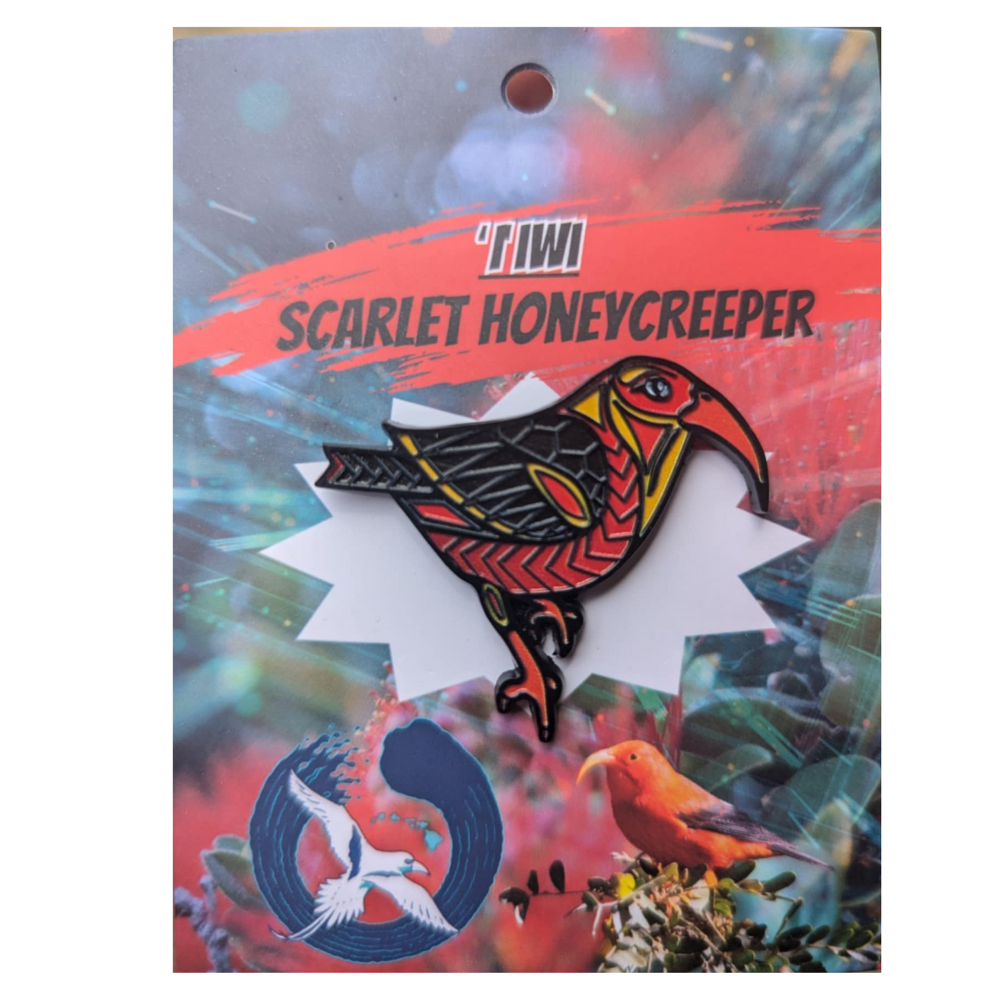 Scarlet Honeycreeper Iiwi Enamel Pin
