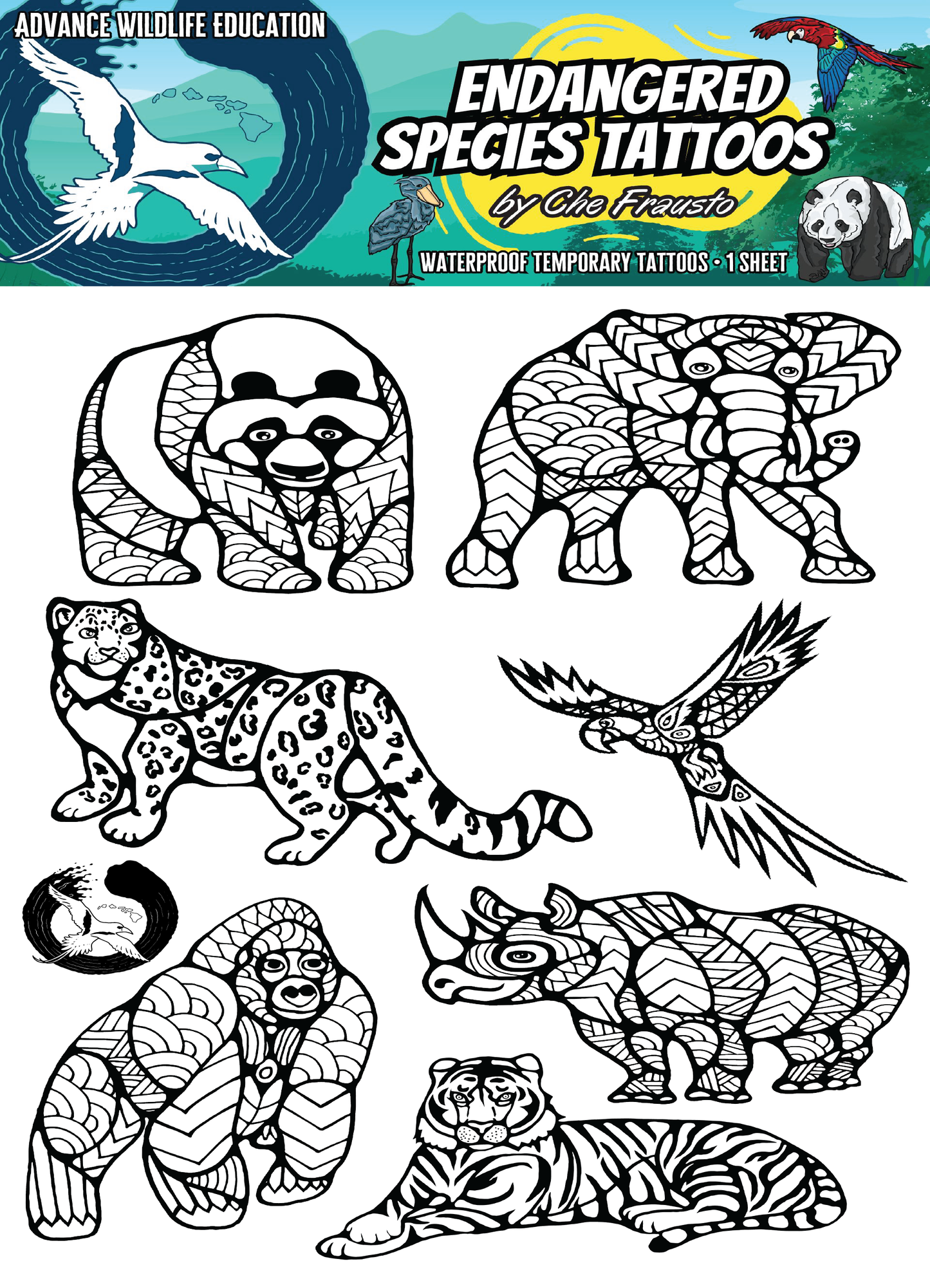 Endangered Species Temporary Tattoos