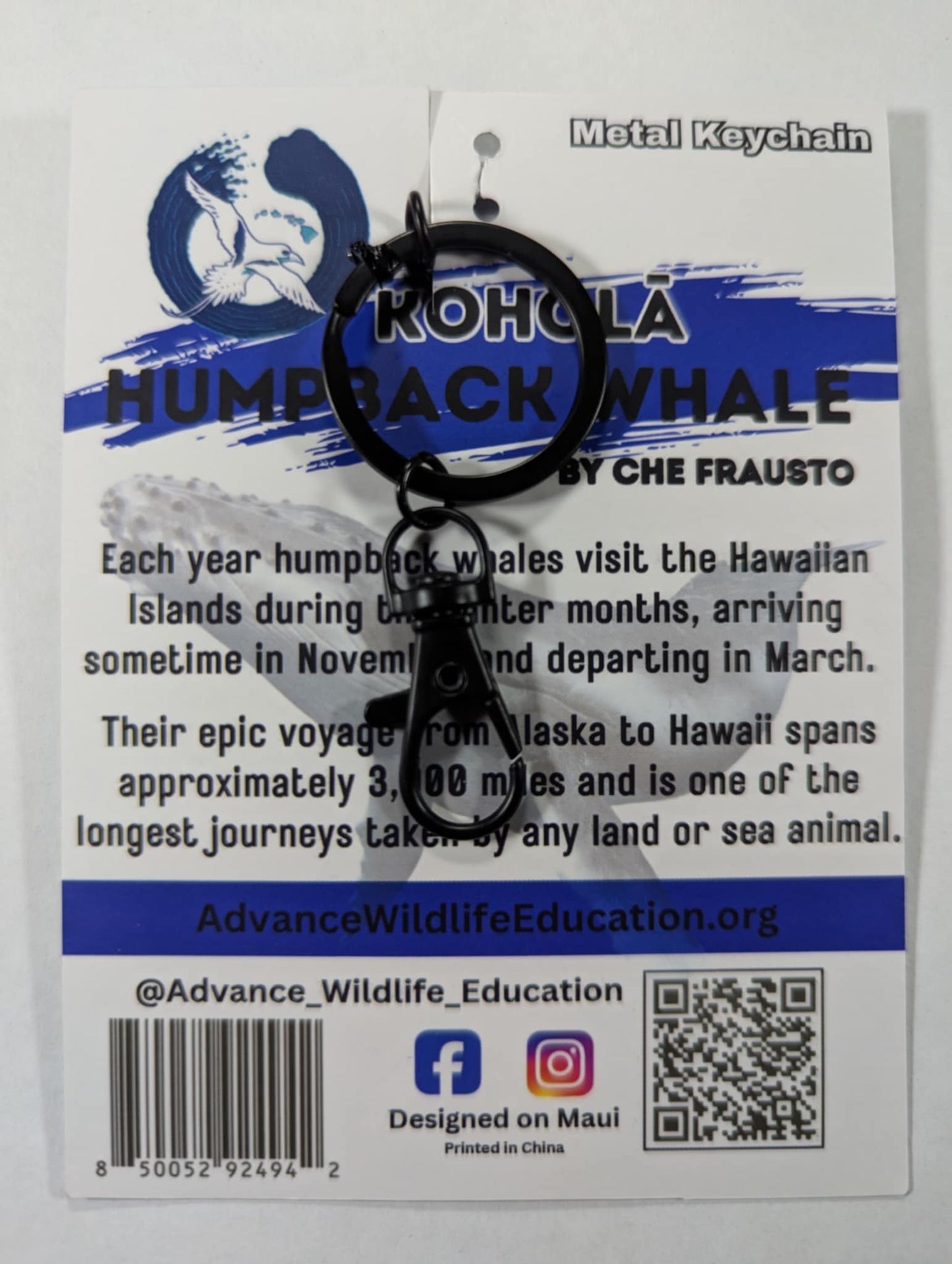 Humpback Whale Metal Keychain