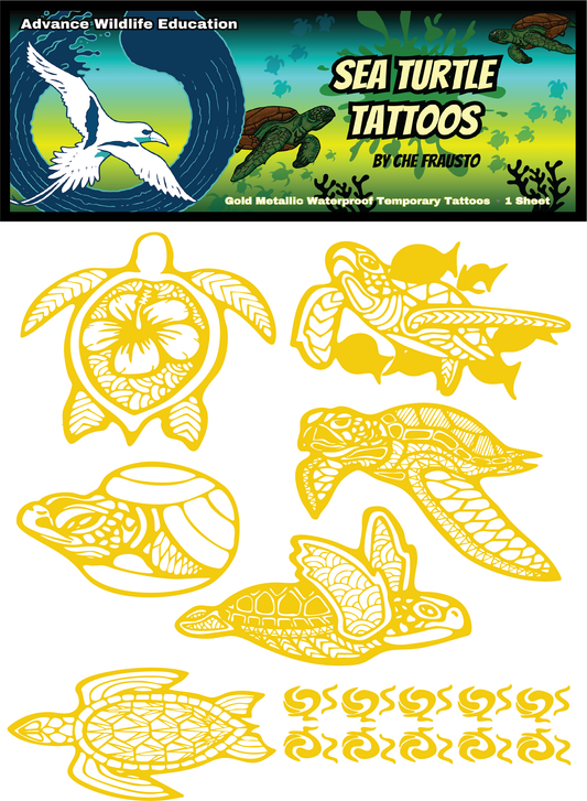 Turtle Temporary Tattoos (Gold Metallic)