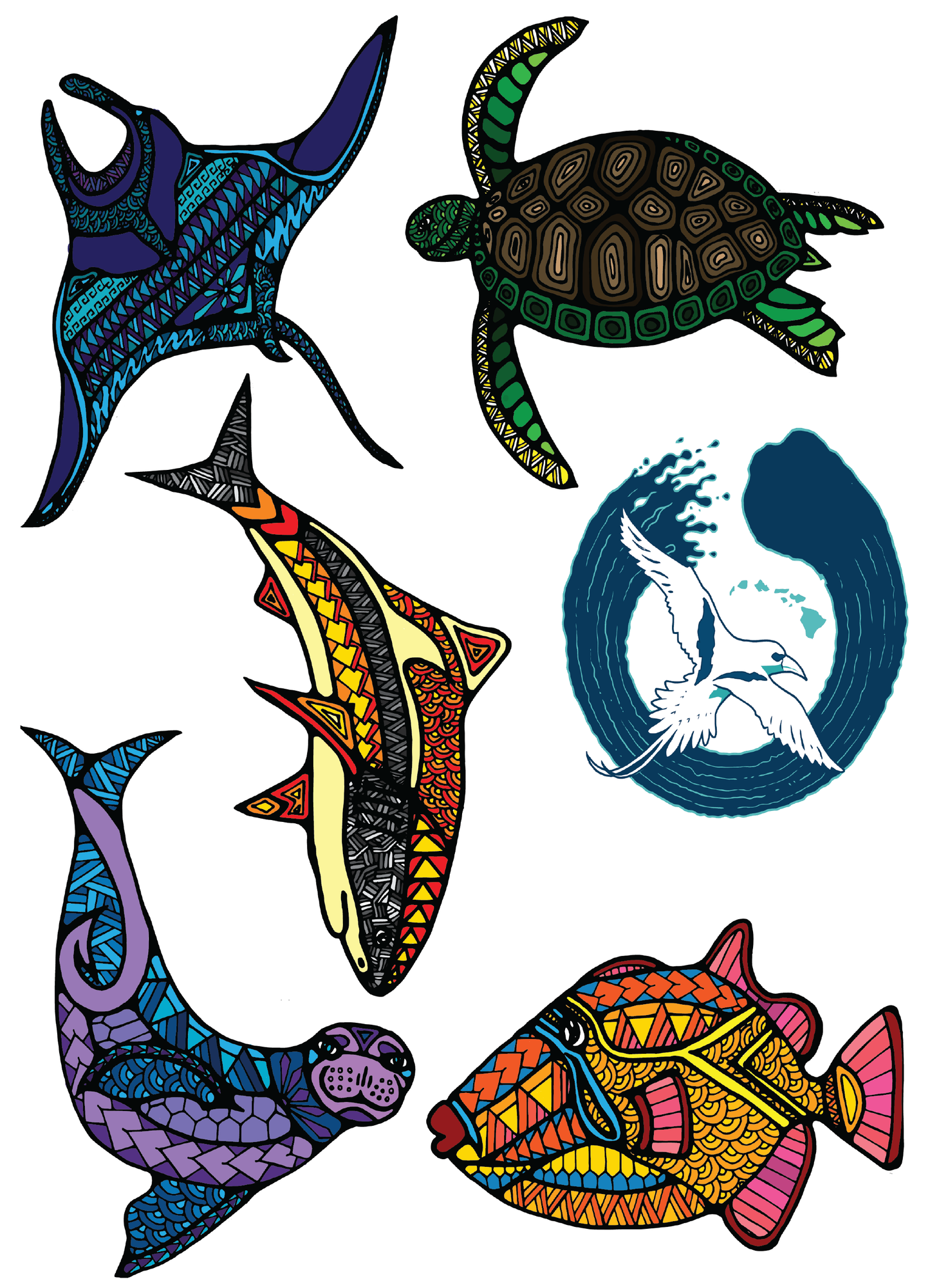 Libro educativo para colorear sobre la vida salvaje hawaiana (olelo/inglés)