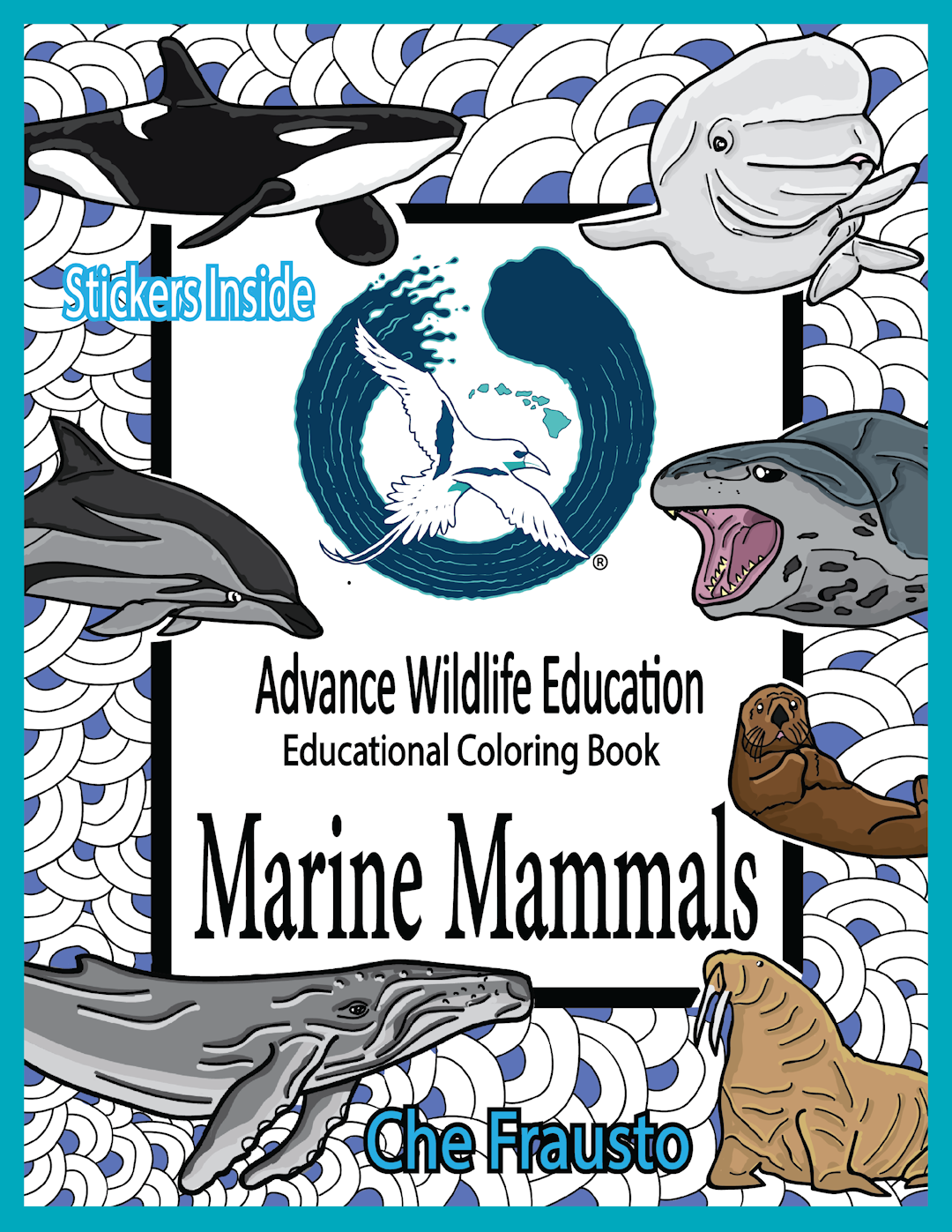 Libro para colorear educativo sobre mamíferos marinos