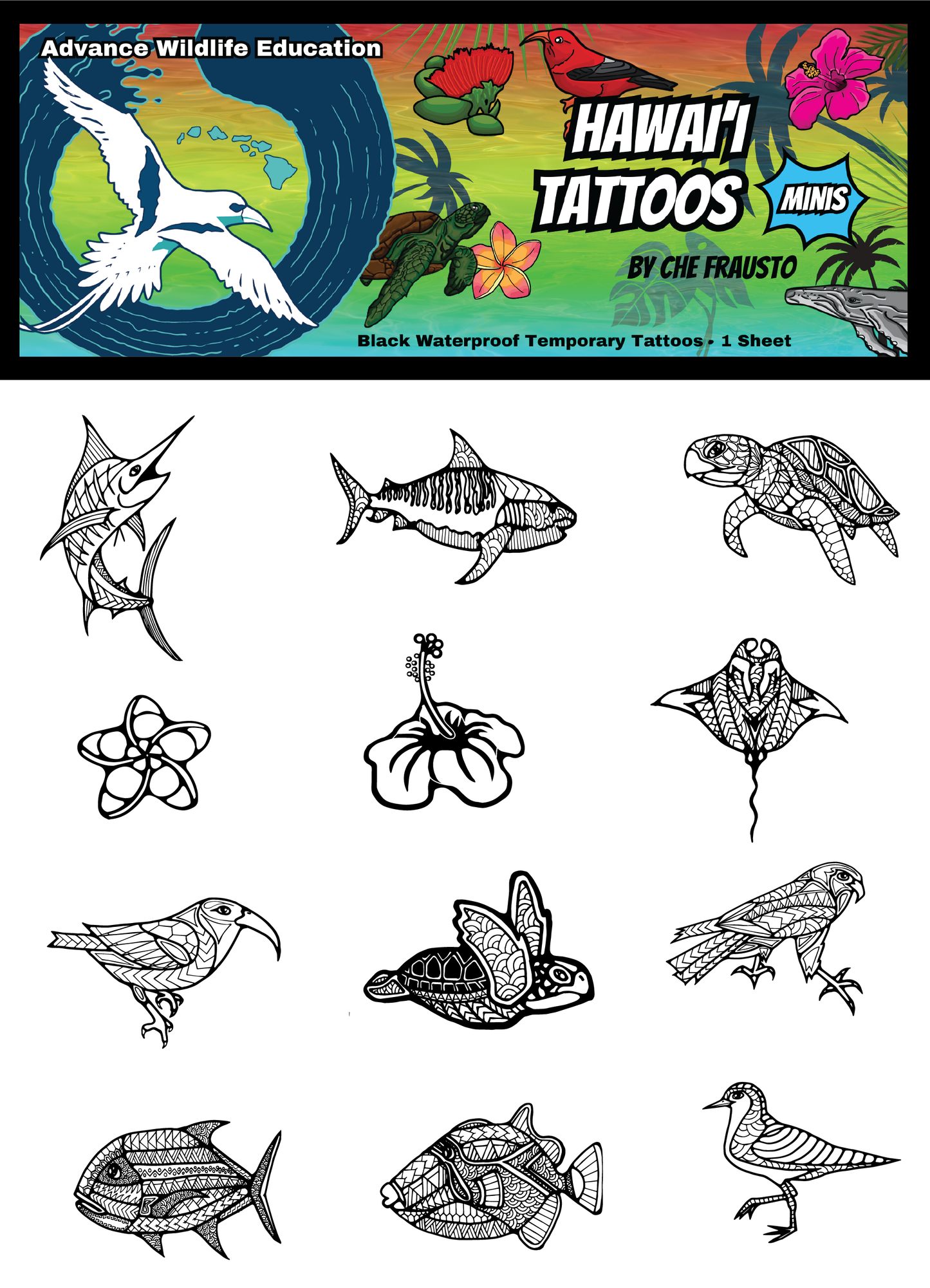Mini Hawaiian Tattoos (Black)