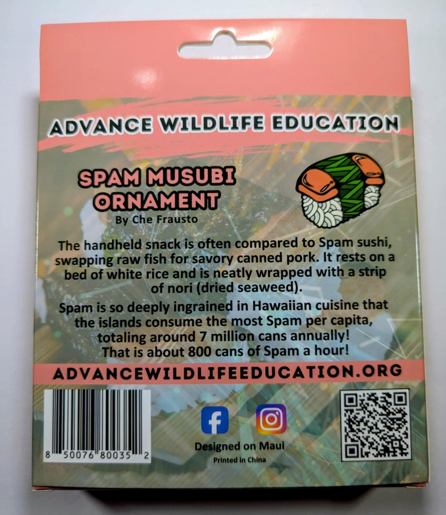 Spam Musubi Glass Enamel Ornament