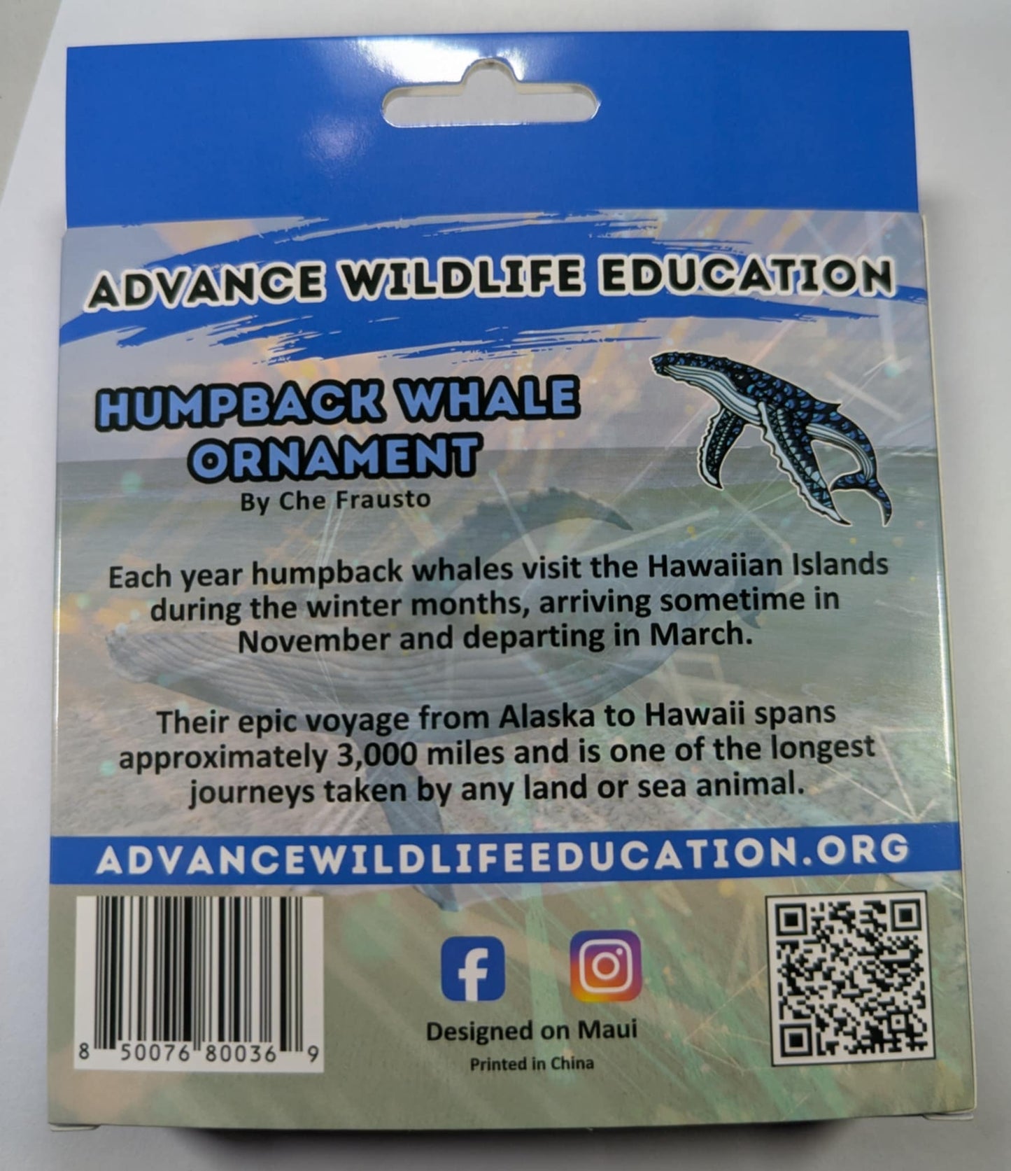 Humpback Whale Glass Enamel Ornament