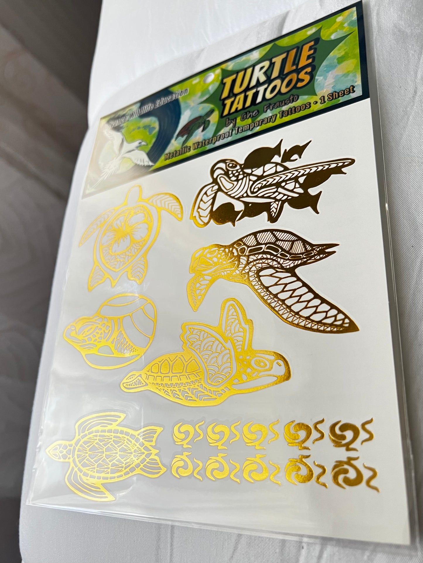 Turtle Temporary Tattoos (Gold Metallic)