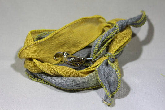 `I`iwi Cloth Wrap Bracelet (Yellow/Gray)