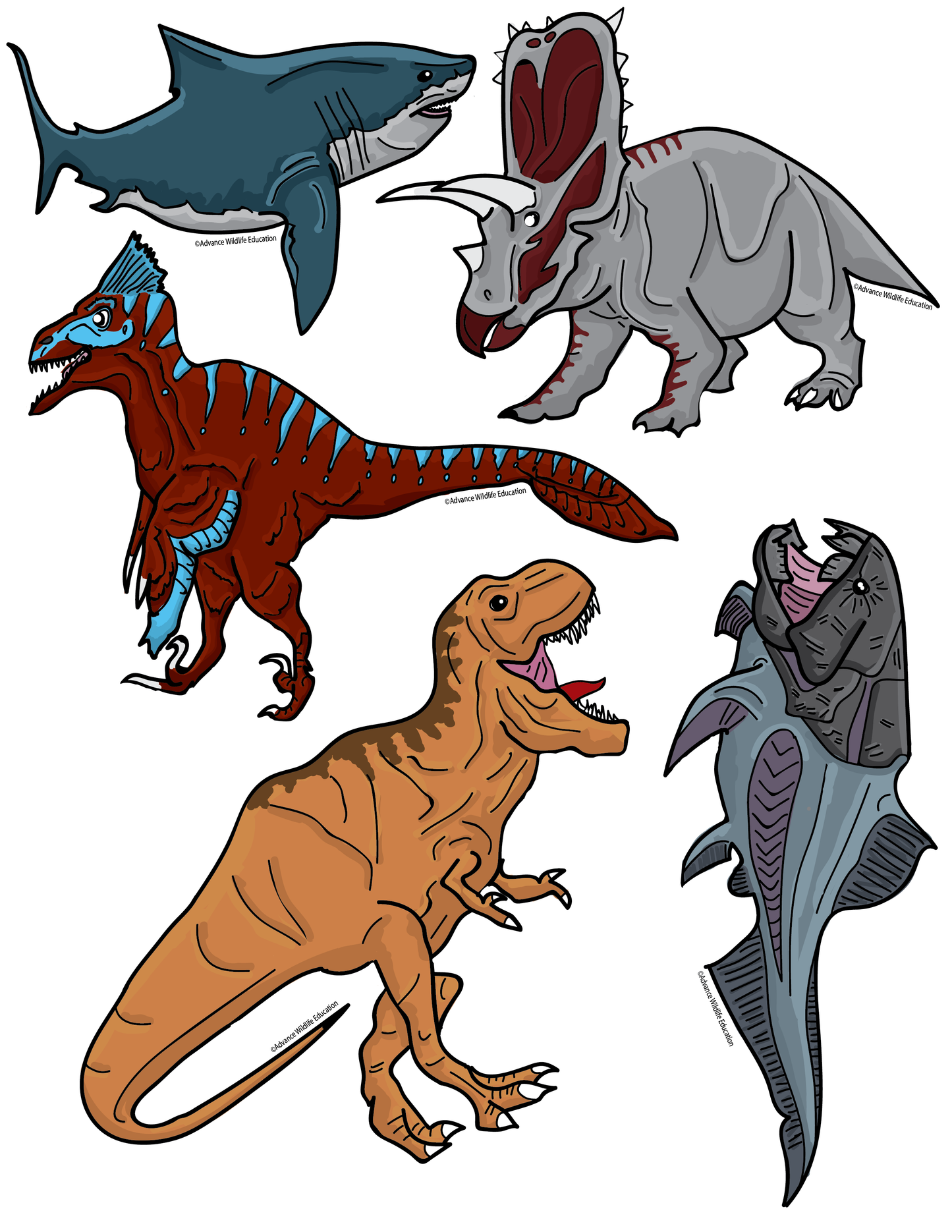 Libro para colorear educativo de dinosaurios