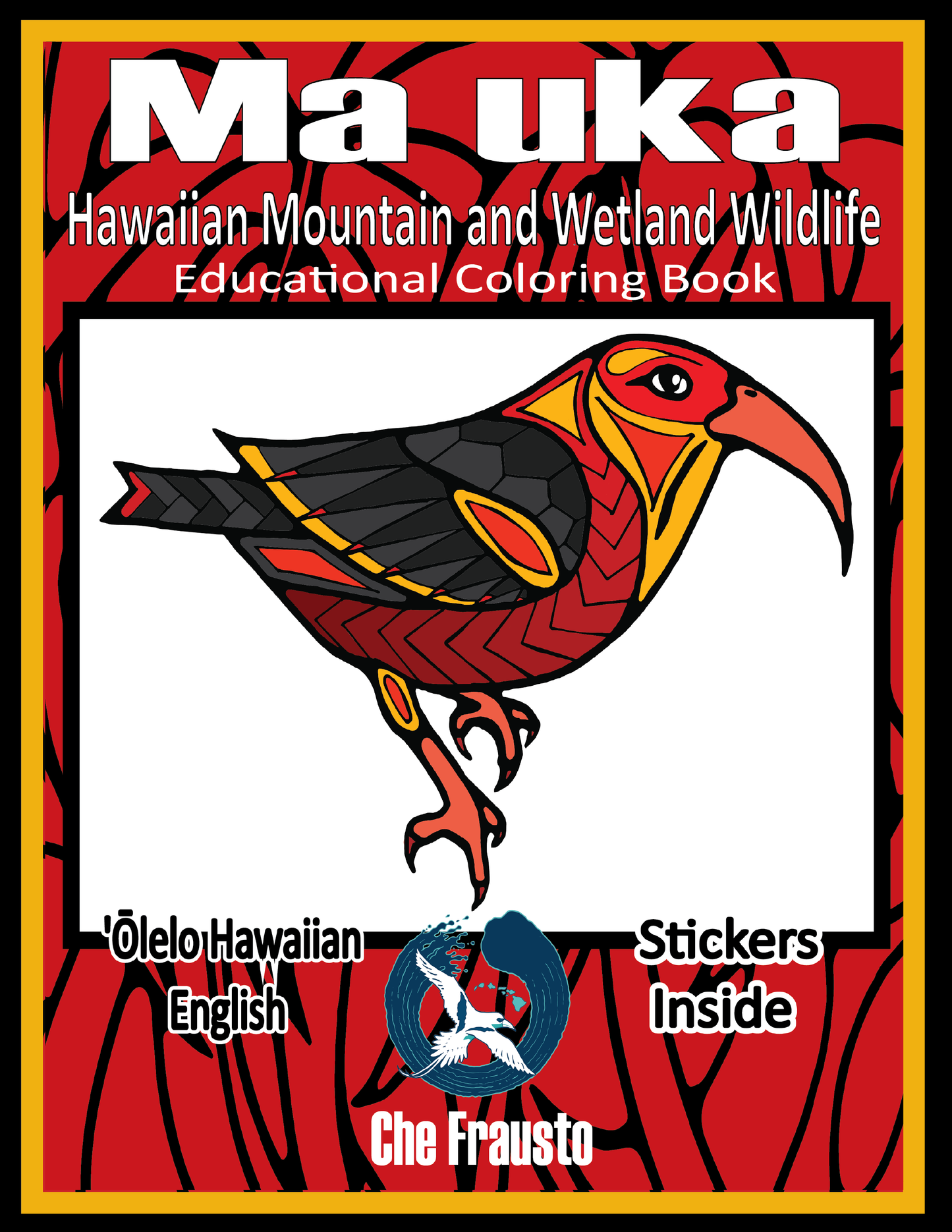 Libro educativo para colorear sobre la vida silvestre de la montaña Hawaiian Ma uka