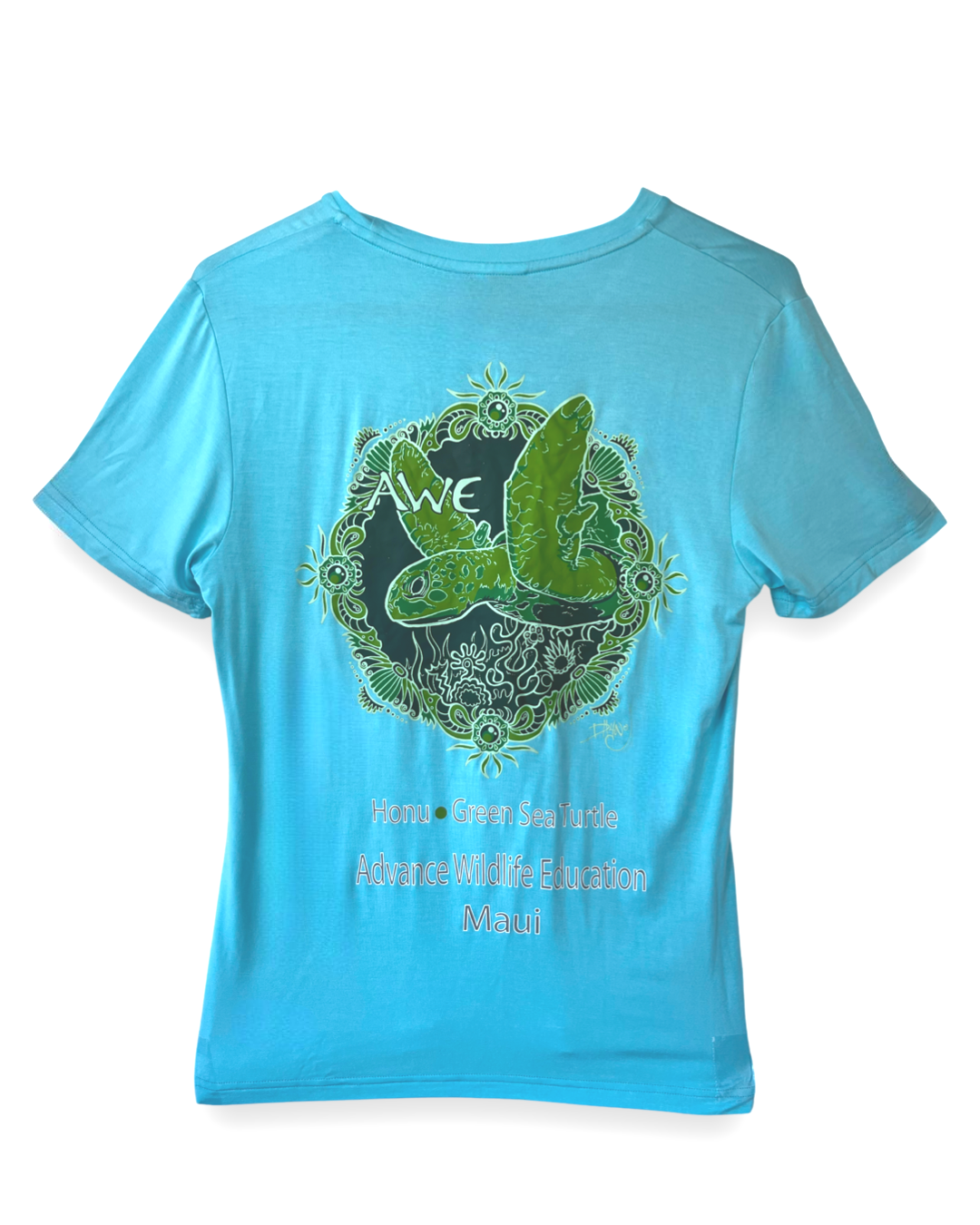 Camiseta unisex de bambú - Tortuga marina verde (azul claro) 