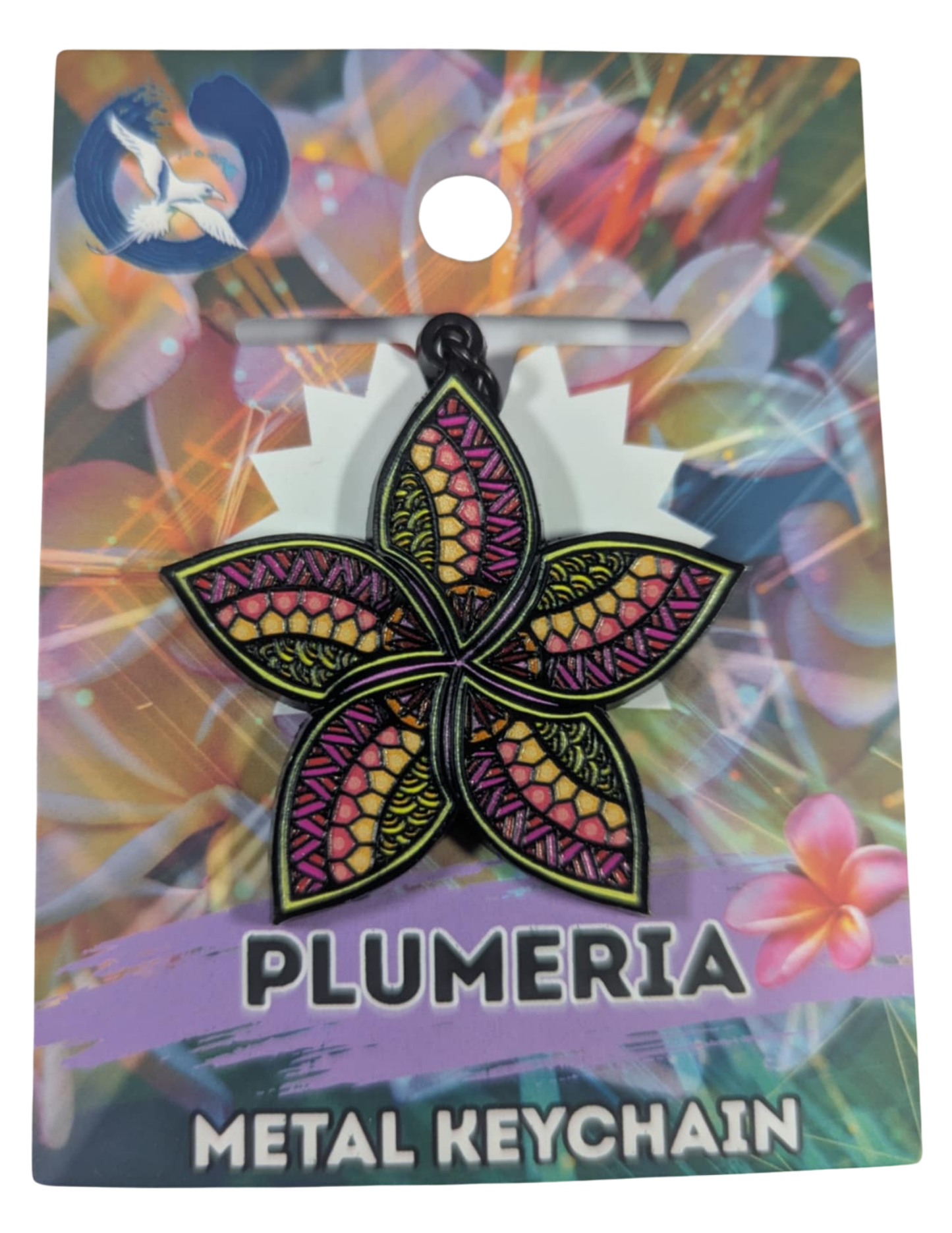 Plumeria Metal Keychain