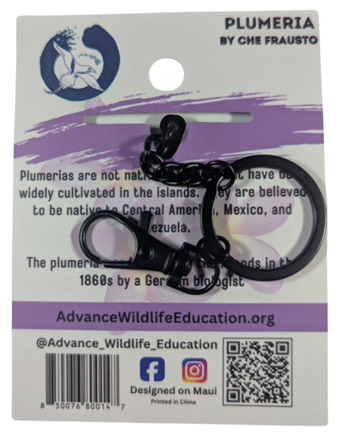 Plumeria Metal Keychain