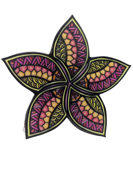 Red Plumeria Metal Magnet