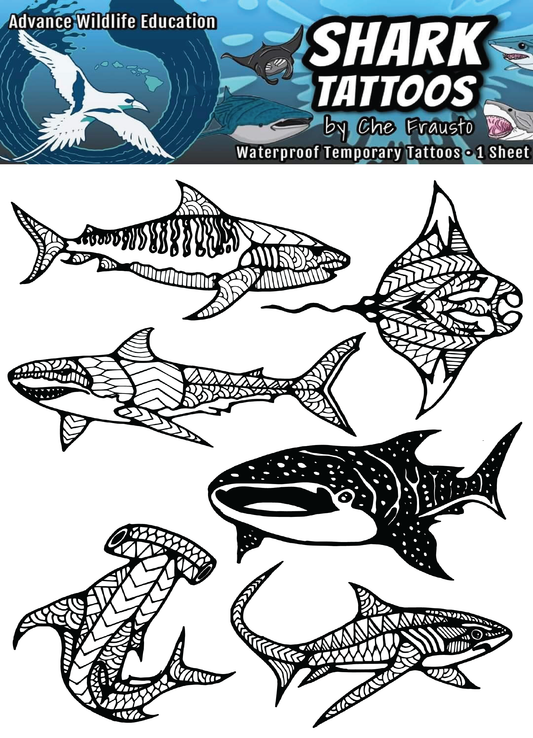 Tatuajes temporales de tiburón (negro)