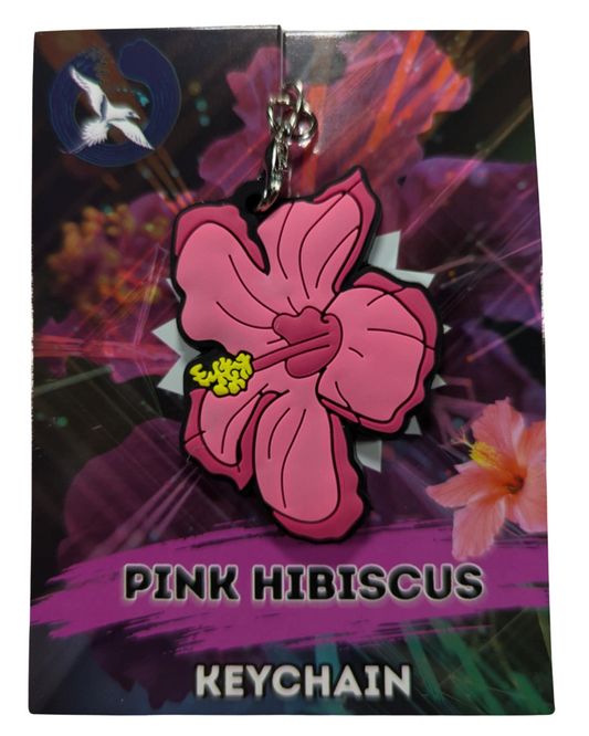 Pink Hibiscus Keychain