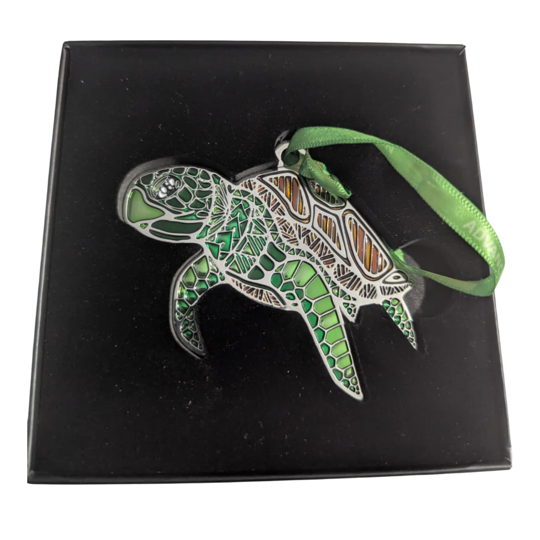 Green Sea Turtle Glass Enamel Ornament