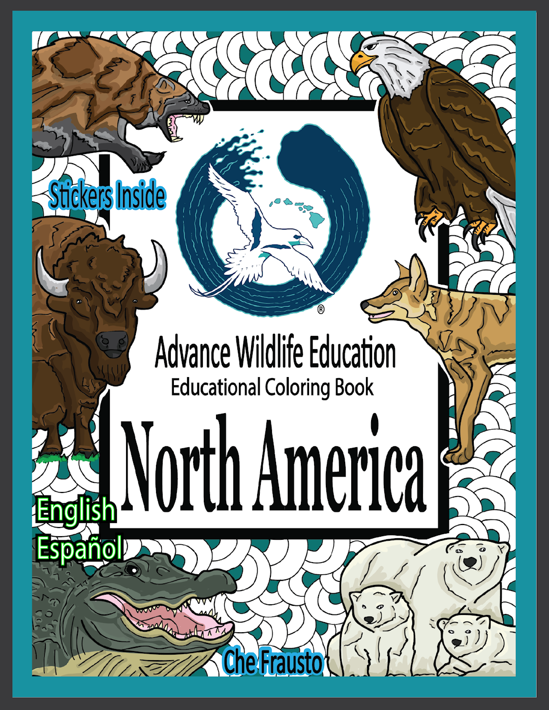 Libro educativo para colorear sobre la vida silvestre de América del Norte (inglés/español)