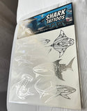 Shark Temporary Tattoos (Silver Metallic)