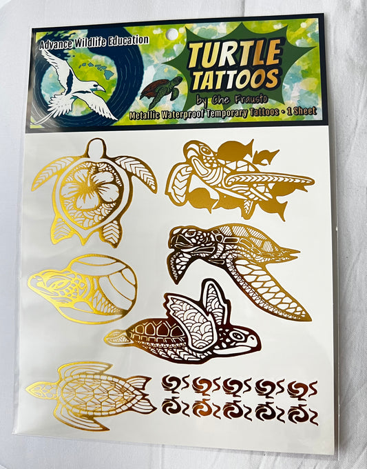 Turtle Temporary Tattoos (Gold Metallic)