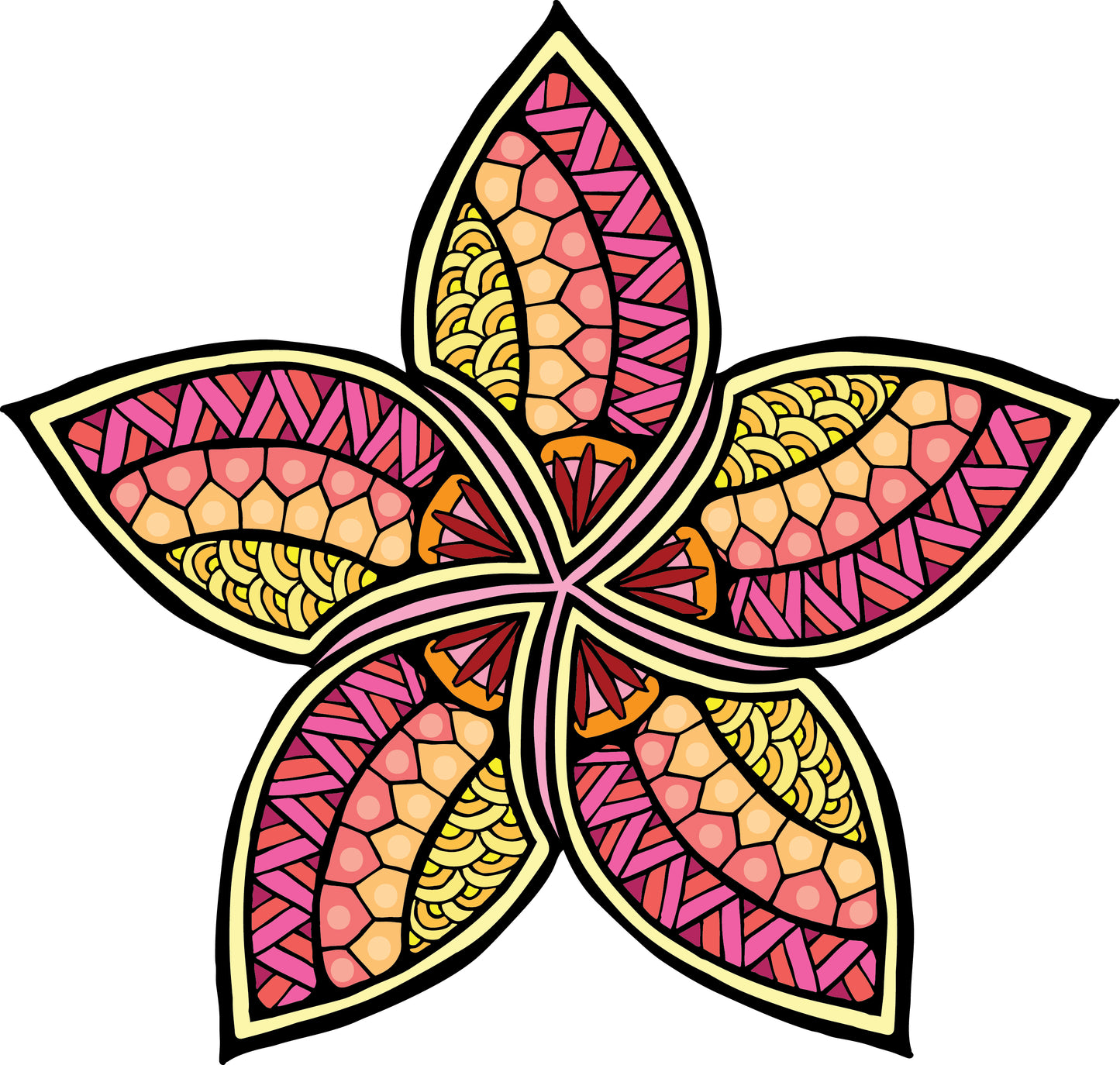 Red Plumeria Metal Magnet