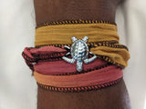 Sea Turtle Cloth Wrap Bracelet (Red/Yellow)