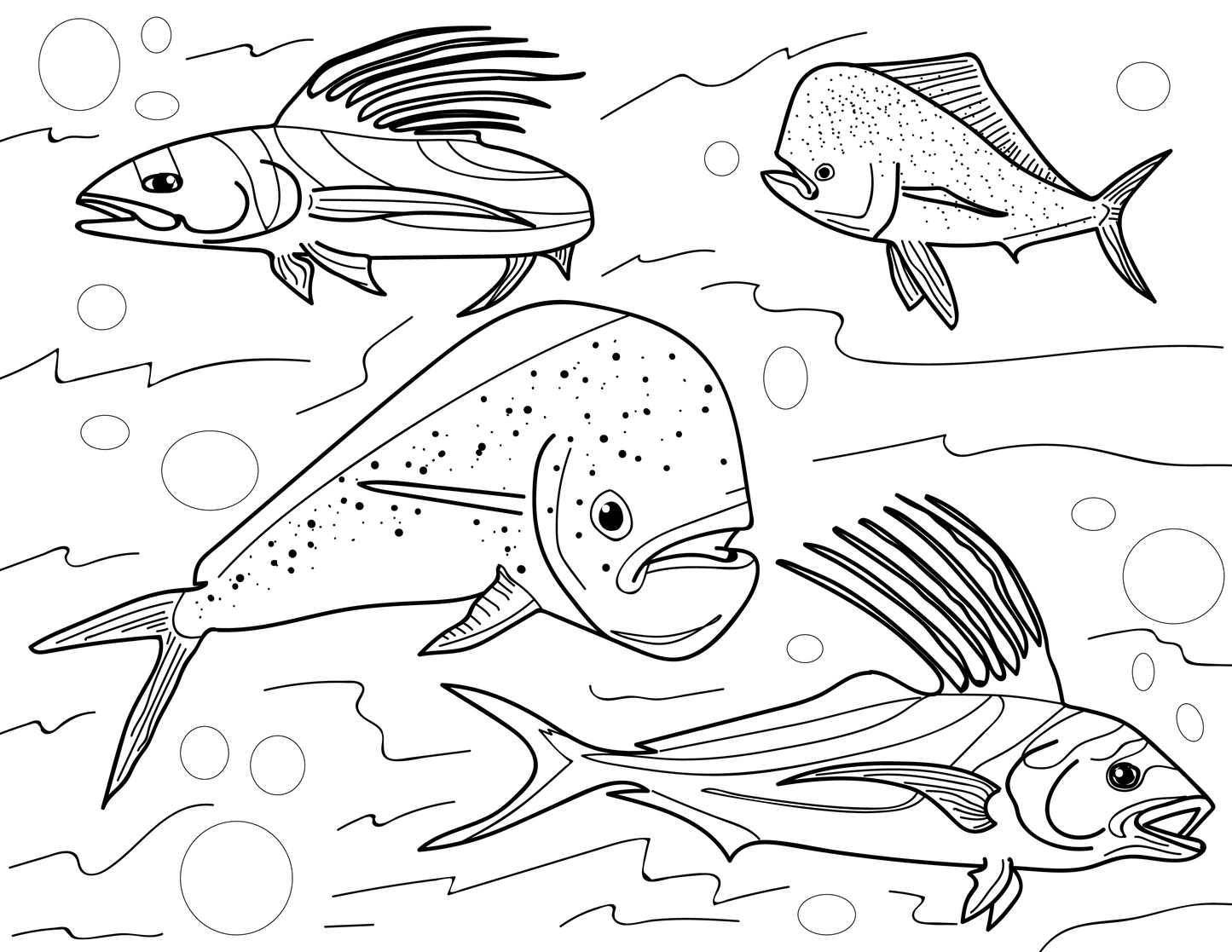 Libro educativo para colorear peces del Pacífico